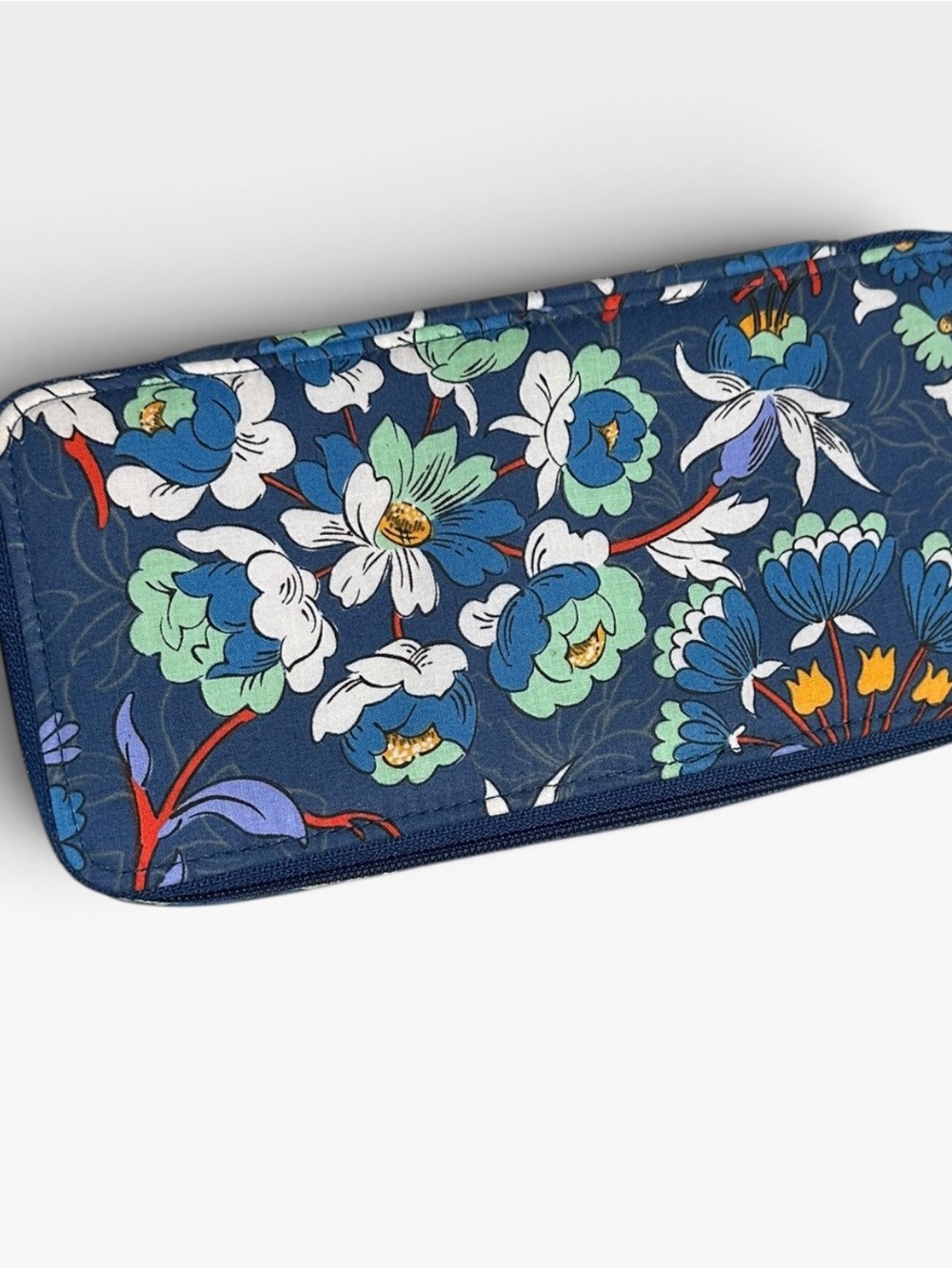 Vera Bradley Navy Floral Zip medication organizer with Multi-Color Blooms